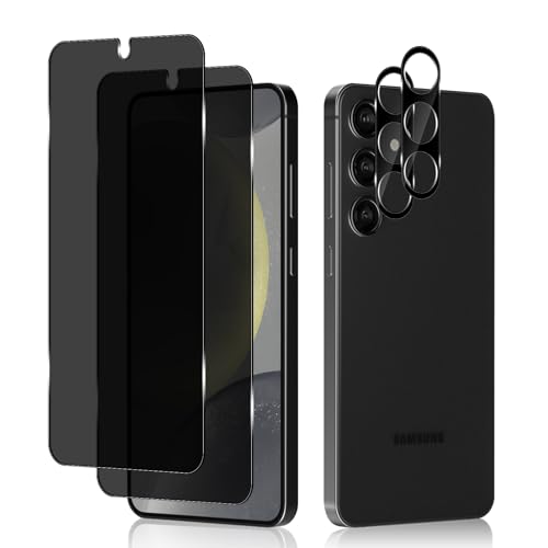 HeeYeal Sichtschutz für Samsung Galaxy S24 Plus 5G (S24+) Privacy Schutzfolie, [2 + 2 Stück] 9H Anti Spähen Panzerglasfolie + Kameraschutz, Anti-Spy Displayschutzfolie für Samsung Galaxy S24+ 5G von HeeYeal