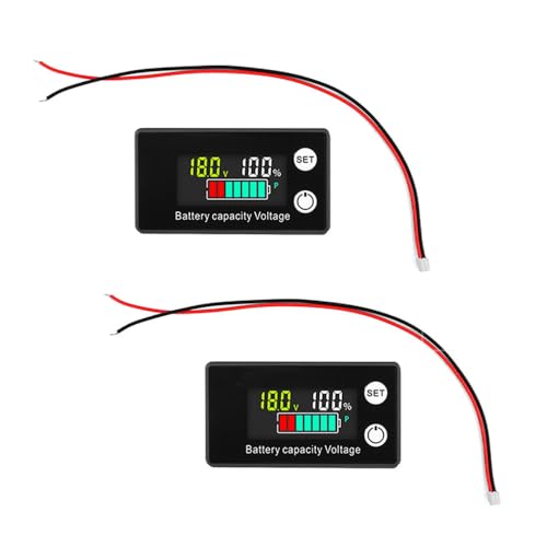 Heemol Batteriekapazitätsmonitor 12V 24V 36V 48V 60V 72V 84V Batteriemessgerät Multifunktionaler DC8-100V LCD Batteriestand Spannungs mit Temperatursensor Alarm für Autos Boote Wohnmobil 2Stück. von Heemol