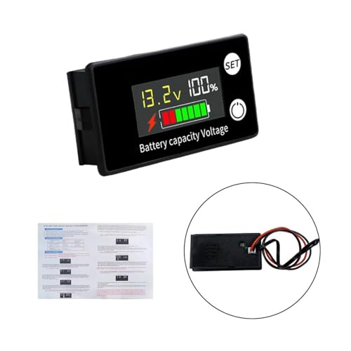 Heemol Batteriemessgerät DC8-100V Multifunktionaler Batteriekapazitätsmonitor 12V 24V 36V 48V 60V 72V 84V LCD Batteriestand Spannungs mit Temperatursensor Alarm von Heemol