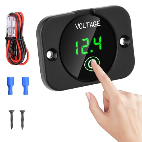 LED Digitales Voltmeter DC 12V 24V Anzeige Spannungsmessgerät mit Touch Switch Display Voltmeter Wasserdichtes Voltmeter Panel für Automobile,Boote,Marine,Motorräder,Rasenmäher(Grün) von Heemol