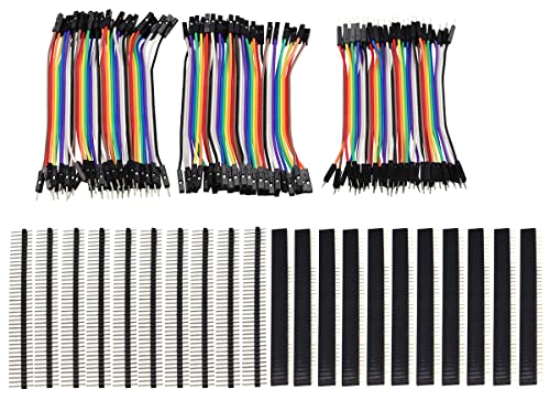 Heevhas 120P 10CM 40pin Jumper Wire Kabel Drahtbrücken Set (Male zu Female, Male zu Male, Female zu Female), 20PCS Kopfleisten Single Reihe 40pin PCB Stiftleiste 2,54mm für Arduino von Heevhas