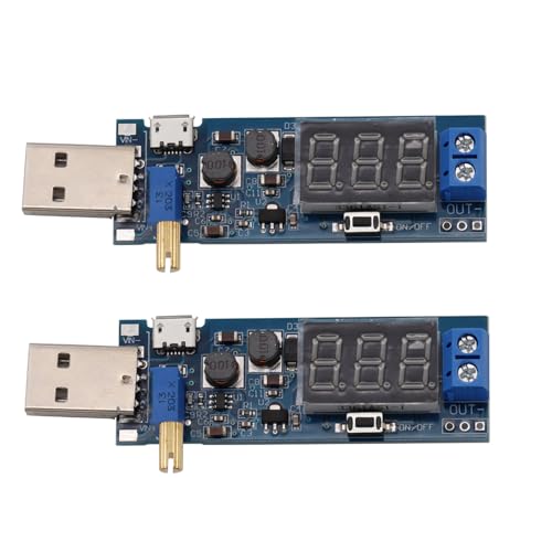Heevhas USB DC-DC 5V bis 3,3V 9V 12V 18V 24V Buck Boost Konverter Board Einstellbarer Netzteilmodul Spannungsregler Konvertierungsplatine (2 Stück) von Heevhas