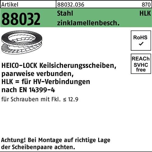 200 Stk. Heico Keilsicherungsscheibe R 88032 HLK-12 Stahl zinklamellenb. geklebt 200 Stk. Heico Keilsicherungsscheibe R 88032 HLK-12 Stahl zinklamellenb. geklebt von Heico