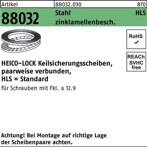 200 Stk. Heico Keilsicherungsscheibe R 88032 HLS-12 Stahl zinklamellenb. geklebt 200 Stk. Heico Keilsicherungsscheibe R 88032 HLS-12 Stahl zinklamellenb. geklebt von Heico