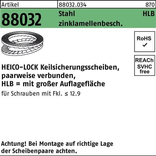 50 Stk. Heico Keilsicherungsscheibe R 88032 HLB-22 Stahl zinklamellenb. breit 50 Stk. Heico Keilsicherungsscheibe R 88032 HLB-22 Stahl zinklamellenb. breit von Heico