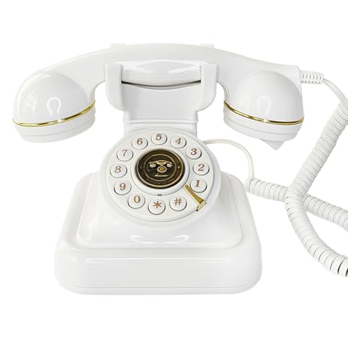 Festnetz -Telefon Vintage & Minimalist White Metal & ABS -Rotary -Telefon mit 9 Telefonempfänger für Zuhause, Büro, Foto -Requisite Festnetz -Telefon Vintage & Minimalist White Metal & ABS -Rotary -Telefon mit 9 Telefonempfänger für Zuhause, Büro, Foto -Requisite von Heidouse