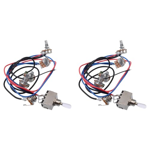 Heiikiuy 2 x Kabelbaum-Set für elektrische Gitarre, LP, 2T2 V, 500 K, 3-Wege-Schalter mit Steckdose von Heiikiuy