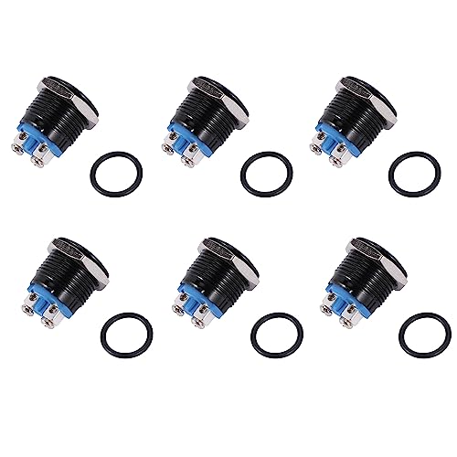 Heiikiuy 6 x Knopfschalter, schwarz, 16 mm, 12 V, für Horn des Autos von Heiikiuy