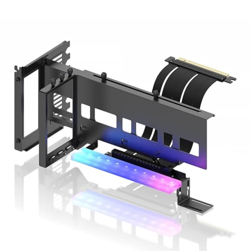 Heiikiuy Vertikale Halterung für GPU, Kit PCIe 4.0 X16, Unterstützung für ATX-Grafikkarten, 5 V, 3 ARGB, Schwarz von Heiikiuy