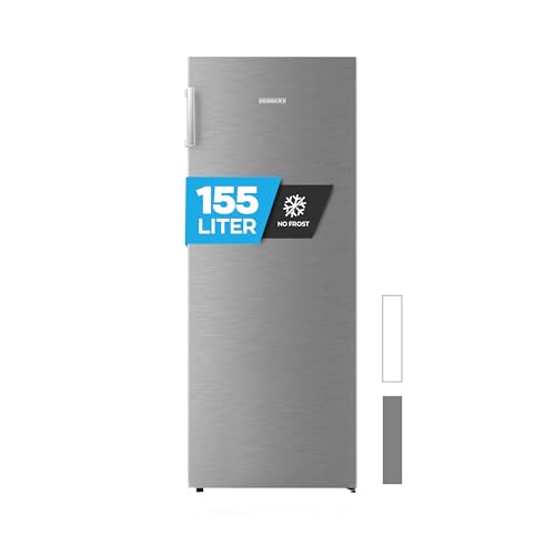 Heinrich´s Gefrierschrank 155 Liter, Temperatur:-14°C~-24°C, Freezer, No-Frost Schutz, 4x Gefrierschublade +1x Gefrierfach, LED-Display,Airflow, wechselbarer Türanschlag, Alarmfunktion, (inox) von Heinrich´s