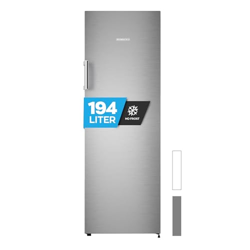 Heinrich´s Gefrierschrank 194 Liter, Temperatur:-14°C~-24°C, Freezer, No-Frost Schutz, 5x Gefrierschublade +1x Gefrierfach, LED-Display,Airflow, wechselbarer Türanschlag, Alarmfunktion, inox von Heinrich´s