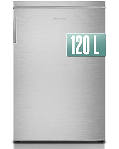 HEINRICHS Getränkekühlschrank 120L klein kompakt leise: 40db mit Gefrierfach( 13L) Mini-Bar; Tisch-Kühlschrank; Mini Kühlschrank mit Gefrierfach; perfekt geeignet für Büro Camping Garten Outdoor,inox von Heinrich´s