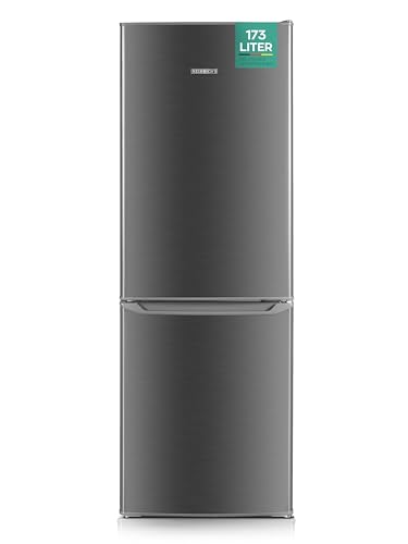 HEINRICHS Kühlgefrierkombination 173L Gesamtvolumen, 121L Kühlvolumen, 52L Gefriervolumen, LED Beleuchtung,Türanschlag wechselbar, leise 40dB, große Tiefkühlboxen, 7Temperaturstufen,Heinrich´s(inox) von Heinrich´s