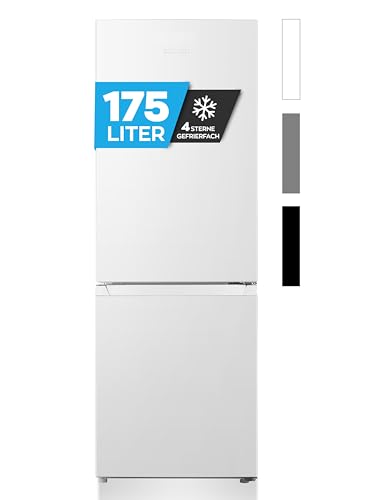 Heinrich´s Kühlgefrierkombination 175Liter, XXL, kühlschrank mit gefrierfach, Kühlvolumen 122L, Gefrierfach 53L,LED Innenraumbeleuchtung, leise 39dB,große Tiefkühlboxen, 7 Temperaturstufen,inox von Heinrich´s