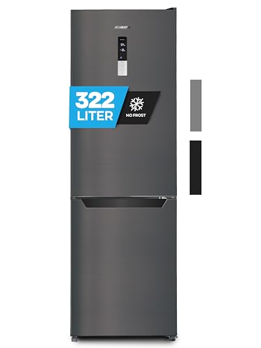 Heinrich´s Kühlgefrierkombination mit 322L Gesamtvolumen, 226L Kühlvolumen, 96L Gefriervolumen, Total NO-FROST, LED Beleuchtung, Türanschlag wechselbar, leise 35dB, große Tiefkühlboxen, (six) von Heinrich´s