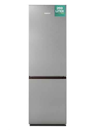 Heinrich´s HEINRICHS Kühlgefrierkombination 269 Liter, Kühlvolumen 198L, Gefrierfach 71L,LED Beleuchtung,Kühlschrank Türanschlag wechselbar, leise 39dB,große Tiefkühlboxen, 7 Temperaturstufen, (inox) von Heinrich´s
