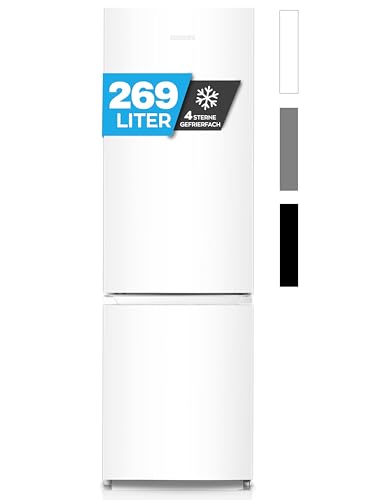 Heinrich´s HEINRICHS Kühlgefrierkombination 269 Liter, Kühlvolumen 198L, Gefrierfach 71L,LED Beleuchtung,Kühlschrank Türanschlag wechselbar, leise 39dB,große Tiefkühlboxen, 7 Temperaturstufen, (weiß) von Heinrich´s