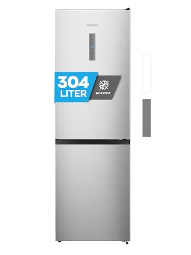 Heinrich´s Kühlgefrierkombination 304Liter, Kühlvolumen 207L, Gefrierfach 97L,LED Innenraumbeleuchtung, Kühlschrank Türanschlag wechselbar, leise 39dB,NO FROST,Temparatur Touch Bedienung,inox von Heinrich´s