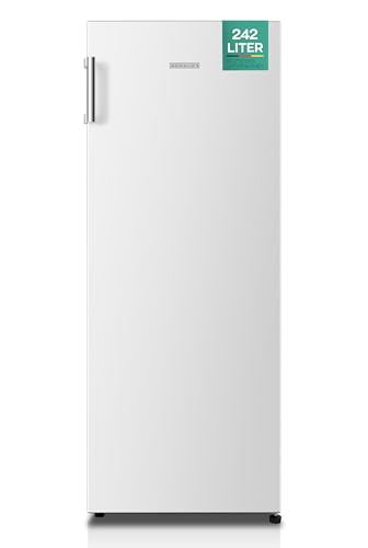 Heinrich´s HEINRICHS freistehender Kühlschrank 242L, Vollraumkühlschrank, LED-Beleuchtung, Standkühlschrank mit 5Glasablagen+1Gemüsefach+4 Türablagen, Türanschlag wechselbar, leise 40dB, (weiß) von Heinrich´s