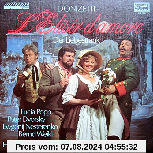 Donizetti: L'Elisir d'Amore (Der Liebestrank) (Gesamtaufnahme in italienischer Sprache) [Vinyl Schallplatte] [3 LP Box-Set] von Heinz Wallberg & Münchner Rundfunkorchester / Lucia Popp / Peter Dvorsky / Bernd Weikl / Ewgenij Nesterenko / Elfie Hobarth