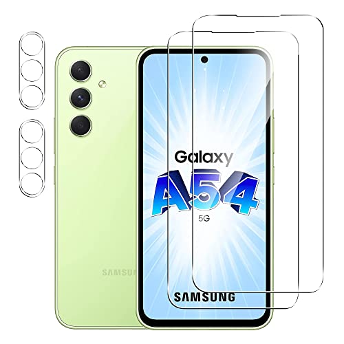 [4 Stück] Schutzfolie kompatible mit Samsung Galaxy A54 5G,[2 Stücke] Schutzfolie und [2 Stücke] Kamera Membran,[9H Härte][Ultra-klar],[Anti-KratzenFrei],[No-Bubble]. von Heioloo