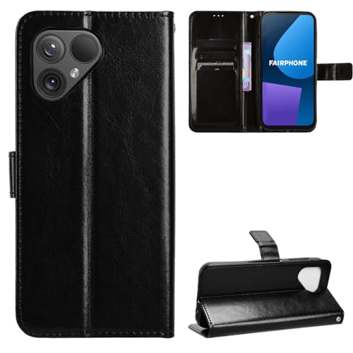 Heioloo Hülle für Fairphone 5 Schutzhülle Leder Flip Case Cover Stoßfest Handyhülle Handytasche [PU Leder] [Kartenfach] [Magnetverschluss] [Standfunktion] von Heioloo