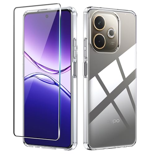 Heioloo Hülle für Oppo A5 Pro 4G/5G Schutzhülle Stoßfest [Nie Vergilbung] TPU Hülle Kratzfest Weiche Ultradünn Durchsichtige Bumper Rückseite Cover mit [1 Stück] Schutzfolie Panzerglas von Heioloo