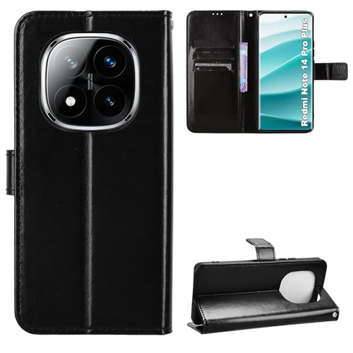 Heioloo Hülle für Xiaomi Redmi Note 14 pro Plus 5G/Redmi Note 14 pro+ 5G Schutzhülle Klappbar Standfunktion Leder Stoßfest Handyhülle [Kartenfach] [Magnetverschluss] von Heioloo