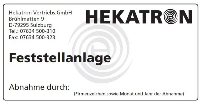 Hekatron Abnahmeschild FSA 3740888 von Hekatron Vertriebs GmbH