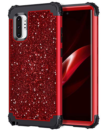 Hekodonk Schutzhülle für Samsung Galaxy Note 10 Plus, luxuriös, glitzernd, glänzend, robust, stoßfest, vollständig, stoßfest, Hybrid-Hartschale für Samsung Galaxy Note 10 Plus, Rot von Hekodonk