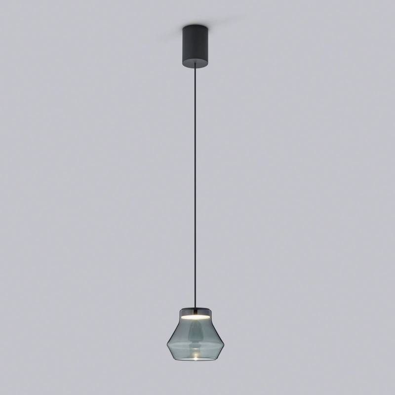 Helestra Fou LED-Hängeleuchte Rauchglas 11x9,5cm von Helestra