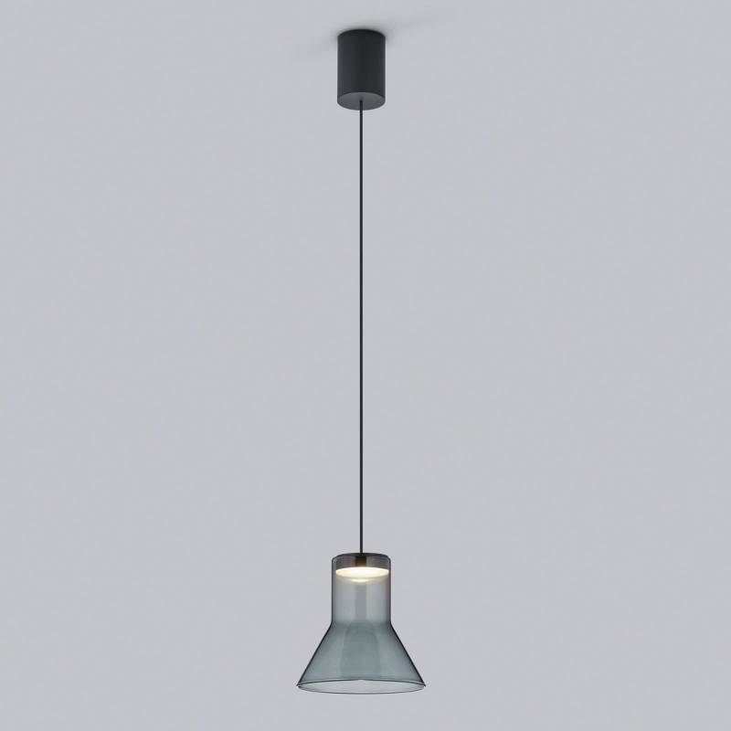 Helestra Fou LED-Hängeleuchte Rauchglas 13x13,5cm von Helestra
