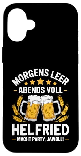 Morgens Leer Abends Voll lustiger Bier Spruch Helfried Hülle für iPhone 16 Plus Morgens Leer Abends Voll lustiger Bier Spruch Helfried Hülle für iPhone 16 Plus von Helfried Spruch lustiger Bier Spruch Vatertag