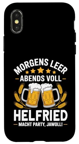 Morgens Leer Abends Voll lustiger Bier Spruch Helfried Hülle für iPhone X/XS Morgens Leer Abends Voll lustiger Bier Spruch Helfried Hülle für iPhone X/XS von Helfried Spruch lustiger Bier Spruch Vatertag