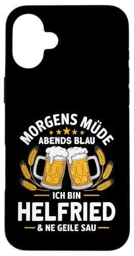 Morgens Müde Abends Blau lustiger Bier Spruch Helfried Hülle für iPhone 16 Plus Morgens Müde Abends Blau lustiger Bier Spruch Helfried Hülle für iPhone 16 Plus von Helfried Spruch lustiger Bier Spruch Vatertag