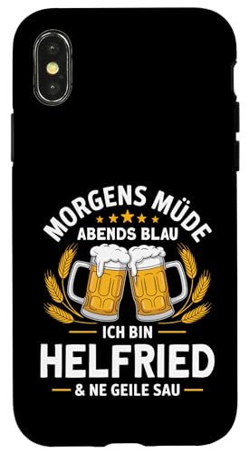Morgens Müde Abends Blau lustiger Bier Spruch Helfried Hülle für iPhone X/XS Morgens Müde Abends Blau lustiger Bier Spruch Helfried Hülle für iPhone X/XS von Helfried Spruch lustiger Bier Spruch Vatertag