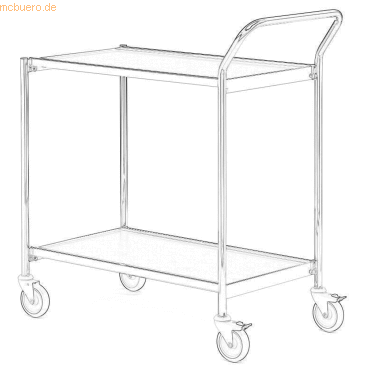 Helge Nyberg Tischwagen 1 Fahrhandgriff 2 Etagen 100x42cm hellgrau/gra von Helge Nyberg