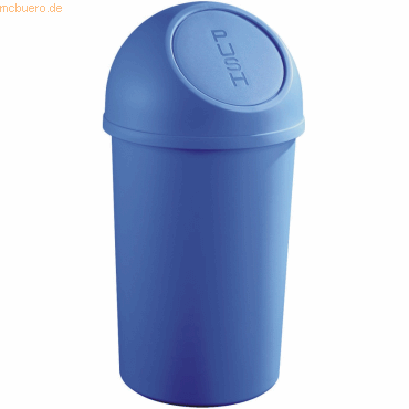 3 x Helit Abfallbehälter 25l Kunststoff mit Push-Deckel blau von Helit