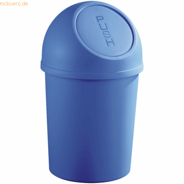 6 x Helit Abfallbehälter 13l Kunststoff mit Push-Deckel blau von Helit