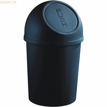 6 x Helit Abfallbehälter 13l Kunststoff mit Push-Deckel schwarz von Helit