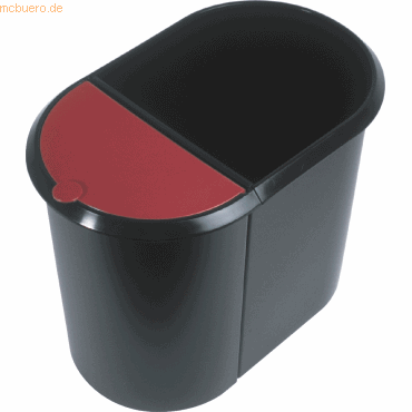 Helit Papierkorb Duo-System 20+9l schwarz/rot von Helit