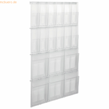 Helit Prospekthalter Placativ Wandset 6 x A4 + 12 x DINlang glasklar von Helit