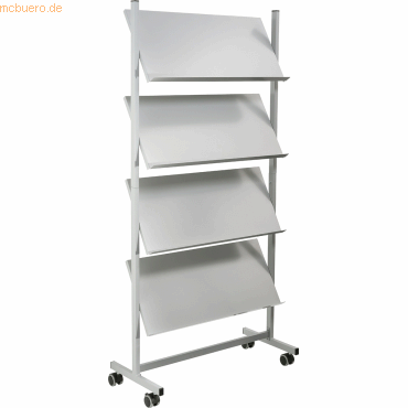 Helit Prospektregal 12x A4 750x1580x390mm 4 Fächer Metall silber Helit Prospektregal 12x A4 750x1580x390mm 4 Fächer Metall silber von Helit