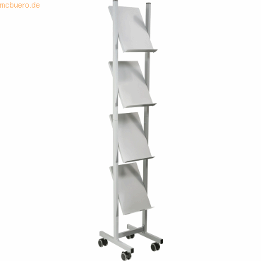 Helit Prospektregal 4x A4 260x1580x390mm 4 Fächer Metall silber Helit Prospektregal 4x A4 260x1580x390mm 4 Fächer Metall silber von Helit