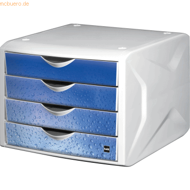 Helit Schubladenbox Chameleon A4-C4 4 Schubladen geschlossen weiß/blau von Helit