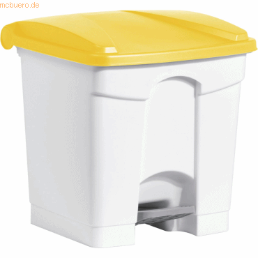 Helit Tretabfallbehälter 30l Kunststoff grau Deckel gelb von Helit
