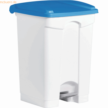 Helit Tretabfallbehälter 45l Kunststoff weiß Deckel blau von Helit