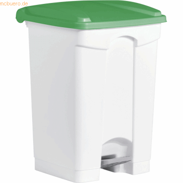 Helit Tretabfallbehälter 45l Kunststoff weiß Deckel grün von Helit