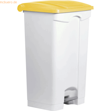 Helit Tretabfallbehälter 87l Kunststoff grau Deckel gelb von Helit