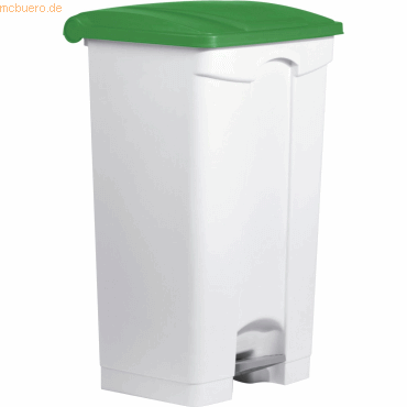 Helit Tretabfallbehälter 87l Kunststoff grau Deckel grün von Helit